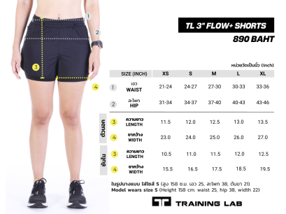 Women’s TL 3” Flow+ Shorts กางเกงวิ่งรุ่น 3 นิ้ว โฟล พลัส